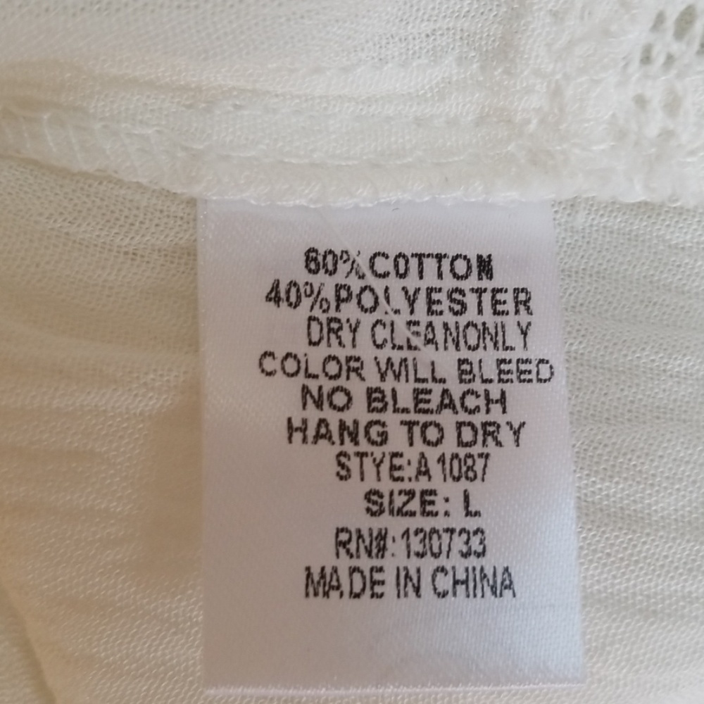 Ungee USA Longsleeve gauze & lace white top blouse - Picture 6 of 8